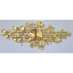 Relógio De Parede 3d Design Europeu Metal Folhas 120cm - 2
