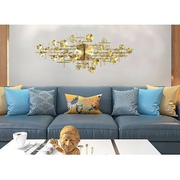 Relógio De Parede 3d Design Europeu Metal Folhas 120cm - 5