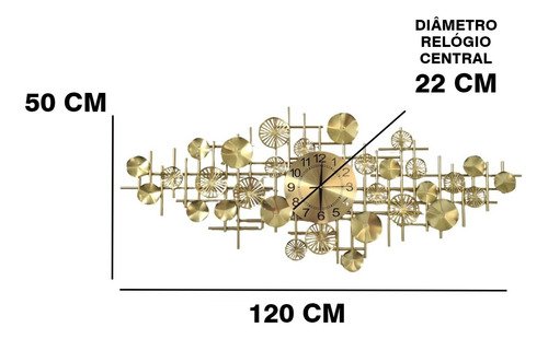 Relógio De Parede 3d Design Europeu Metal Folhas 120cm - 7