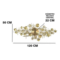 Relógio De Parede 3d Design Europeu Metal Folhas 120cm - 7