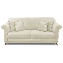 Sofá Living 2 Lugares 1,60m Vênus Veludo Pés Castanho - Pallazio - Bege - 3