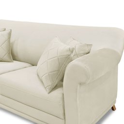 Sofá Living 2 Lugares 1,60m Vênus Veludo Pés Castanho - Pallazio - Bege - 6