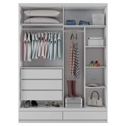 Guarda-Roupa Solteiro 4 Portas Paris Bianchi Móveis Branco - 2