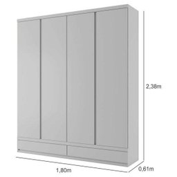 Guarda-Roupa Solteiro 4 Portas Paris Bianchi Móveis Branco - 4