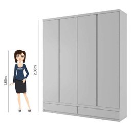 Guarda-Roupa Solteiro 4 Portas Paris Bianchi Móveis Branco - 5