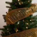 Ver imagem 1 de Kit 2 Fitas Decorativa Natal Tela Tule Dourada Premium Trançada 15cm X 5m Flexível para Laços e Árvo