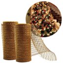 Ver imagem 2 de Kit 2 Fitas Decorativa Natal Tela Tule Dourada Premium Trançada 15cm X 5m Flexível para Laços e Árvo