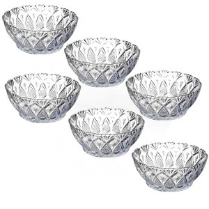 Jogo de Sobremesa Bowl 6 Pecas Vidro - Tigela de Vidro Conjunto Bowls de Sobremesa Taças em Vidro To