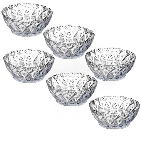 Jogo de Sobremesa Bowl 6 Pecas Vidro - Tigela de Vidro Conjunto Bowls de Sobremesa Taças em Vidro To