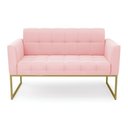 Ver imagem 3 de Sofá Namoradeira Elisa Suede Rosa Bebê Base Metálica Industrial Dourada - D'Rossi