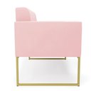 Ver imagem 5 de Sofá Namoradeira Elisa Suede Rosa Bebê Base Metálica Industrial Dourada - D'Rossi