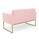 Ver imagem 6 de Sofá Namoradeira Elisa Suede Rosa Bebê Base Metálica Industrial Dourada - D'Rossi