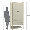 Ver imagem 5 de Guarda Roupa Closet Modulado 4 Gavetas 2 Cabideiros Estrutura Metalica 180cm Olivar Cinza/Off White