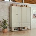 Ver imagem 1 de Guarda Roupa Closet Modulado 4 Gavetas 2 Cabideiros Estrutura Metalica 180cm Olivar Cinza/Off White