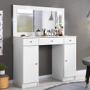 Ver imagem 1 de Penteadeira Camarim com Espelho e LED 3 Gavetas 2 Portas Carisma Branco