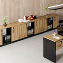 Ver imagem 4 de Armário Escritório 120cm X 45cm 2 Portas C/ Chave Mac Pr F5 Cor:macadâmia com Preto
