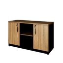 Ver imagem 5 de Armário Escritório 120cm X 45cm 2 Portas C/ Chave Mac Pr F5 Cor:macadâmia com Preto