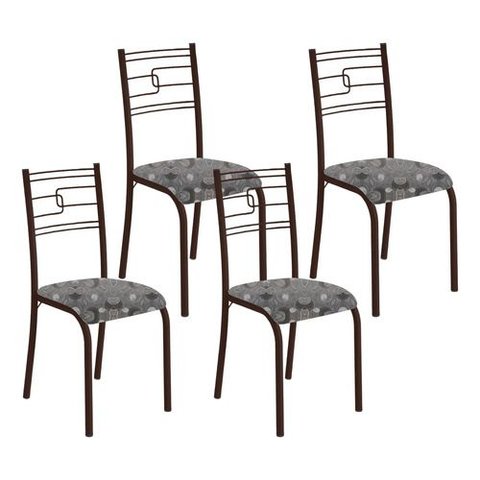 Kit 4 Cadeiras Paraty Corino Paraopeba Tubo Marrom Cafe
