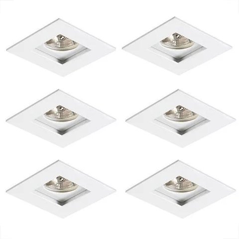 Kit 6 Spot Direcionavel de Embutir Recuado Par 20 Branco para Quarto Ac873