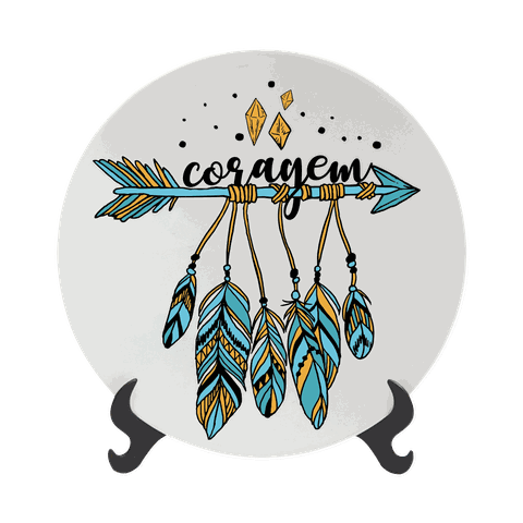 Prato Decorativo de Porcelana 11cm - Coragem