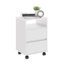 Ver imagem 1 de Mesa de Cabeceira Fox com Rodízio 2 Gavetas Pleno Móveis - Branco
