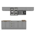 Ver imagem 1 de Cozinha Modulada 320cm Americana com Vidro e Nicho de Micro-ondas 8 Peças 10 Portas 3 Gavetas Henn -