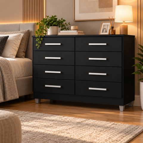 Cômoda 8 Gavetas Bela 110cm Corrediça Metálica Onix