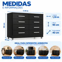 Ver imagem 3 de Cômoda 8 Gavetas Bela 110cm Corrediça Metálica Onix