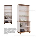 Ver imagem 3 de Cristaleira 4 Portas com Tampo e Base de Madeira Maciça Joy Branco/Off White/Cinamomo