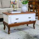 Ver imagem 2 de Mesa de Centro Retangular 2 Portas Pés Luiz Xv - Branco Laca com Tampo e Base Imbuia Glazer
