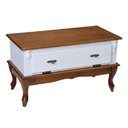 Ver imagem 1 de Mesa de Centro Retangular 2 Portas Pés Luiz Xv - Branco Laca com Tampo e Base Imbuia Glazer