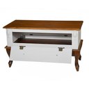 Ver imagem 4 de Mesa de Centro Retangular 2 Portas Pés Luiz Xv - Branco Laca com Tampo e Base Imbuia Glazer