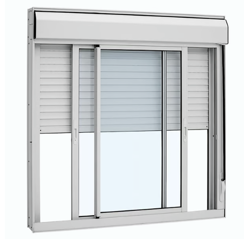 Janela com 2 Folhas de Correr e Persiana Integrada 1,00x1,00 Aluminio Branco