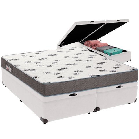 Cama Box Baú e Colchão Light Espuma D33 Queen Ortobom: Branco