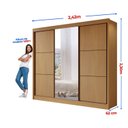 Ver imagem 3 de Guarda-Roupa Casal 3 Portas de Correr com Espelho 100 % MDF Cristal Marrom/Cinamomo/Off White