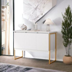 Buffet Aparador Luxo Roma - Branco Dourado