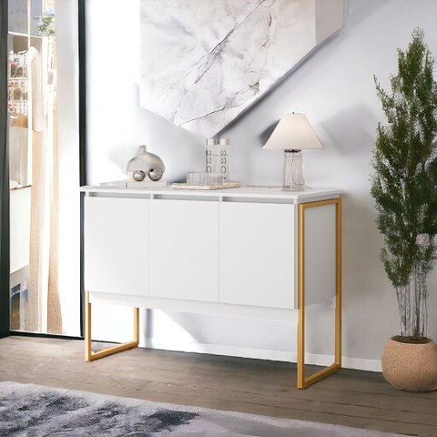 Buffet Aparador Luxo Roma - Branco Dourado