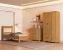 Ver imagem 1 de Quarto de Solteiro Bela Nature Cama + Cômoda 4 Gavetas + Guarda Roupa 3 Portas Resistente de Mdf