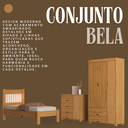 Ver mais imagens de Quarto de Solteiro Bela Nature Cama + Cômoda 4 Gavetas + Guarda Roupa 3 Portas Resistente de Mdf