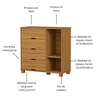Quarto de Solteiro Bela Nature Cama + Cômoda 4 Gavetas + Guarda Roupa 3 Portas Resistente de Mdf - 11
