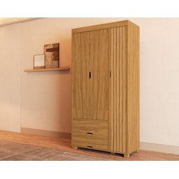 Quarto de Solteiro Cama Mdf com Cômoda 4 Gavetas 1 Porta e Guarda Roupa 3 Portas 2 Gavetas Nature - 5