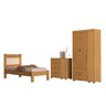 Quarto de Solteiro Bela Nature Cama + Cômoda 4 Gavetas + Guarda Roupa 3 Portas Resistente de Mdf - 6