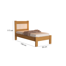 Quarto de Solteiro Cama Mdf com Cômoda 4 Gavetas 1 Porta e Guarda Roupa 3 Portas 2 Gavetas Nature - 2