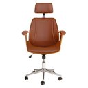 Ver imagem 2 de Cadeira de Escritório Office Lisboa PU Marrom Base Giratória Cromada