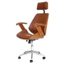 Ver imagem 1 de Cadeira de Escritório Office Lisboa PU Marrom Base Giratória Cromada