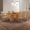 Ver imagem 1 de Mesa de Jantar Eloise 180cm Tampo MDF Canto Copo Laminado e 6 Cadeiras Lorena