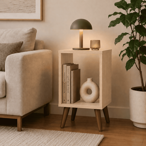 Mesa de Cabeceira Aberta com Pés Retrô em MDF Oásis 18 mm - Pea Móveis