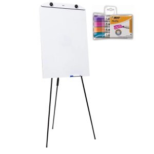 Flip Chart Quadro Branco 60x90cm Tripé Retrátil com 4 Marcadores