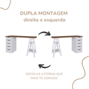 Ver imagem 5 de Escrivaninha Mesa Escritório Moderna Spirit com e 5 Gavetas 2 Prateleiras 100% MDF 136cm Nogal e Branca Artany
