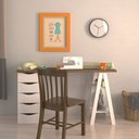 Ver imagem 7 de Escrivaninha Mesa Escritório Moderna Spirit com e 5 Gavetas 2 Prateleiras 100% MDF 136cm Nogal e Branca Artany